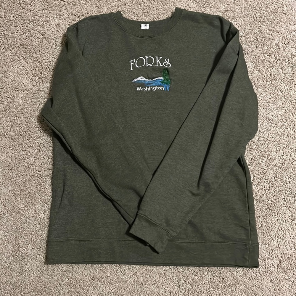 Twilight Inspired Forks Washington Moss Green Sweatshirt